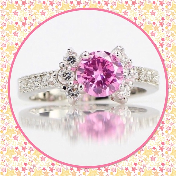 🌸New❤️❤️Princess Cut 3CT Pink Sapphire Ring🌸 - Picture 1 of 4